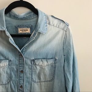 Express Women’s Distressed Bf Button Down Shirt